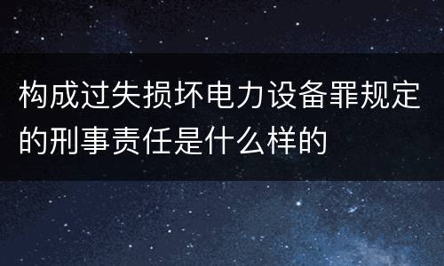 构成过失损坏电力设备罪规定的刑事责任是什么样的