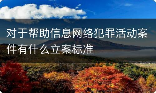 对于帮助信息网络犯罪活动案件有什么立案标准