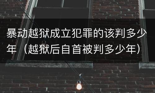 暴动越狱成立犯罪的该判多少年（越狱后自首被判多少年）