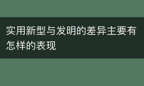 实用新型与发明的差异主要有怎样的表现