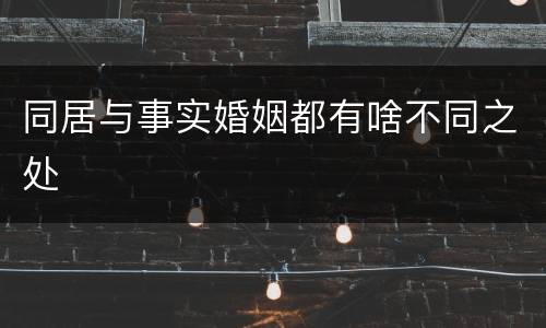 同居与事实婚姻都有啥不同之处