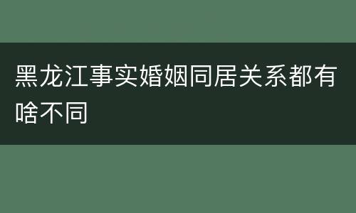 黑龙江事实婚姻同居关系都有啥不同