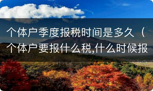 个体户季度报税时间是多久（个体户要报什么税,什么时候报季度是几月）