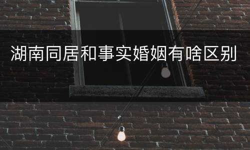 湖南同居和事实婚姻有啥区别