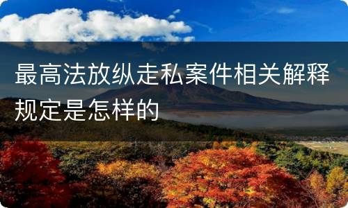 最高法放纵走私案件相关解释规定是怎样的