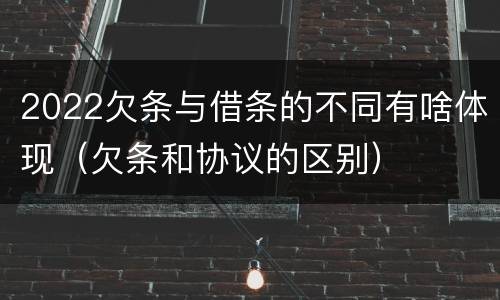 2022欠条与借条的不同有啥体现（欠条和协议的区别）