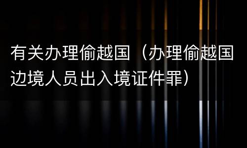 有关办理偷越国（办理偷越国边境人员出入境证件罪）