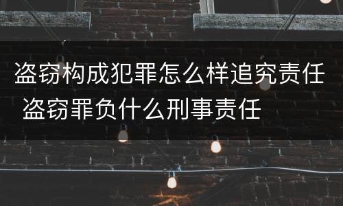 盗窃构成犯罪怎么样追究责任 盗窃罪负什么刑事责任