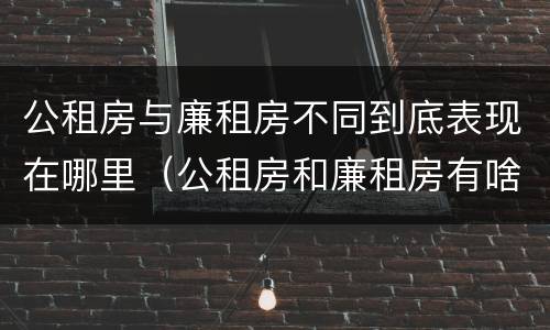 公租房与廉租房不同到底表现在哪里（公租房和廉租房有啥不同）
