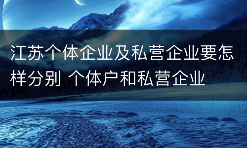 江苏个体企业及私营企业要怎样分别 个体户和私营企业