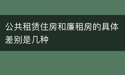 公共租赁住房和廉租房的具体差别是几种