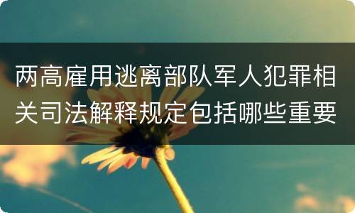 两高雇用逃离部队军人犯罪相关司法解释规定包括哪些重要内容