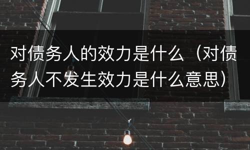 对债务人的效力是什么（对债务人不发生效力是什么意思）