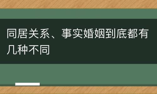 同居关系、事实婚姻到底都有几种不同