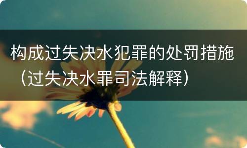 构成过失决水犯罪的处罚措施（过失决水罪司法解释）