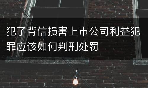 犯了背信损害上市公司利益犯罪应该如何判刑处罚