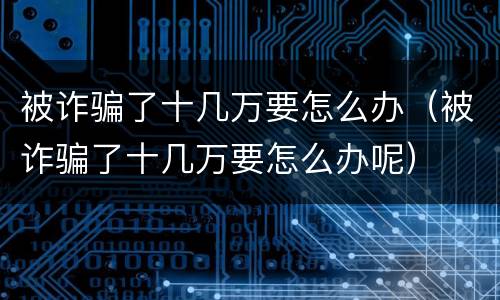 被诈骗了十几万要怎么办（被诈骗了十几万要怎么办呢）