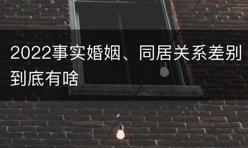 2022事实婚姻、同居关系差别到底有啥