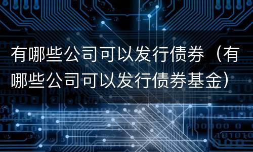 有哪些公司可以发行债券（有哪些公司可以发行债券基金）