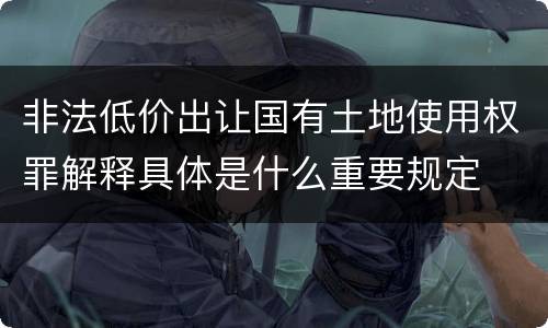 非法低价出让国有土地使用权罪解释具体是什么重要规定