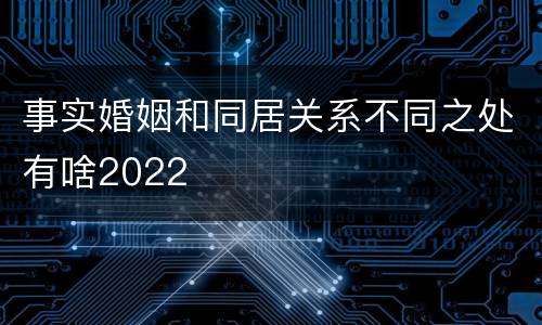 事实婚姻和同居关系不同之处有啥2022