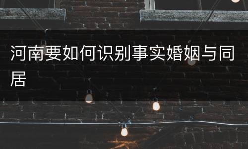 河南要如何识别事实婚姻与同居
