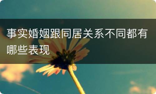 事实婚姻跟同居关系不同都有哪些表现