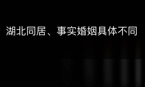 湖北同居、事实婚姻具体不同