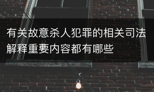 有关故意杀人犯罪的相关司法解释重要内容都有哪些