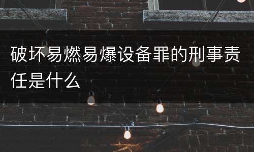 破坏易燃易爆设备罪的刑事责任是什么