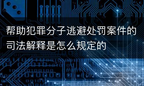 帮助犯罪分子逃避处罚案件的司法解释是怎么规定的