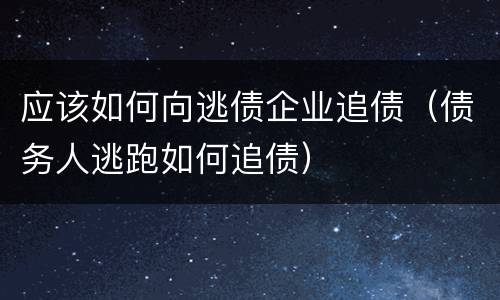 应该如何向逃债企业追债（债务人逃跑如何追债）
