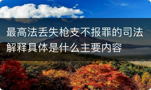 最高法丢失枪支不报罪的司法解释具体是什么主要内容