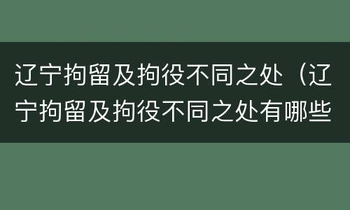 辽宁拘留及拘役不同之处（辽宁拘留及拘役不同之处有哪些）