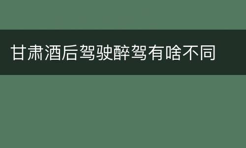 甘肃酒后驾驶醉驾有啥不同