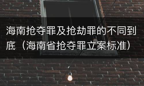 海南抢夺罪及抢劫罪的不同到底（海南省抢夺罪立案标准）