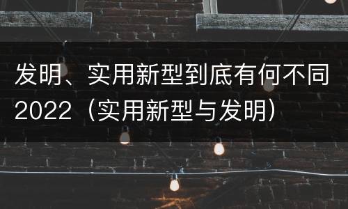 发明、实用新型到底有何不同2022（实用新型与发明）