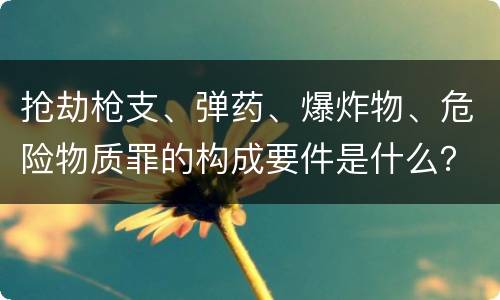 抢劫枪支、弹药、爆炸物、危险物质罪的构成要件是什么？