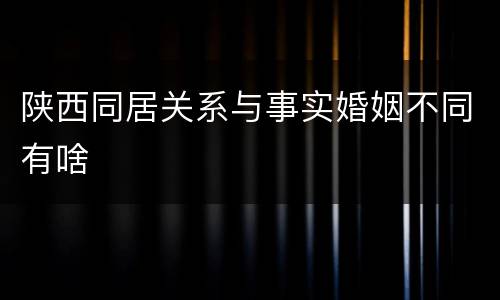 陕西同居关系与事实婚姻不同有啥