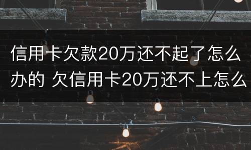 信用卡欠款20万还不起了怎么办的 欠信用卡20万还不上怎么办