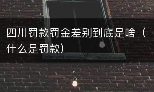 四川罚款罚金差别到底是啥（什么是罚款）
