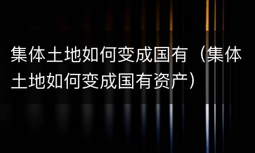 集体土地如何变成国有（集体土地如何变成国有资产）