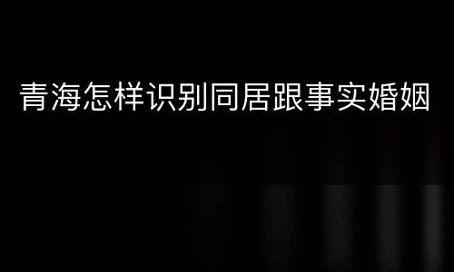 青海怎样识别同居跟事实婚姻