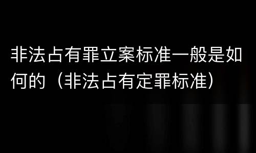 非法占有罪立案标准一般是如何的（非法占有定罪标准）