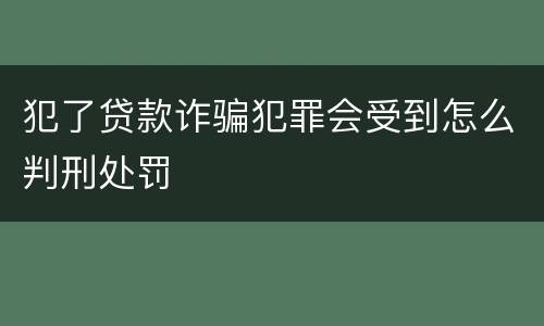 犯了贷款诈骗犯罪会受到怎么判刑处罚