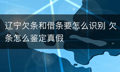 辽宁欠条和借条要怎么识别 欠条怎么鉴定真假