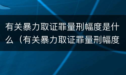 有关暴力取证罪量刑幅度是什么（有关暴力取证罪量刑幅度是什么标准）