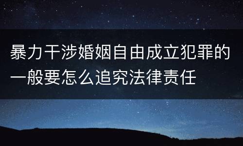 暴力干涉婚姻自由成立犯罪的一般要怎么追究法律责任