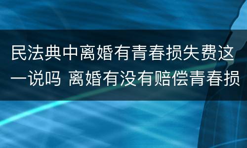民法典中离婚有青春损失费这一说吗 离婚有没有赔偿青春损失费一说