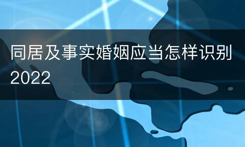 同居及事实婚姻应当怎样识别2022
